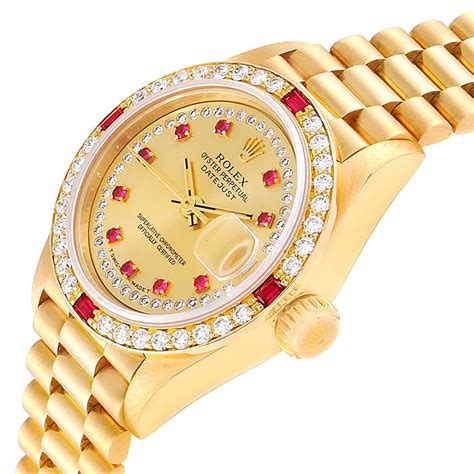 gold and ruby rolex|gold Rolex with rubies.